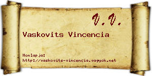 Vaskovits Vincencia névjegykártya
